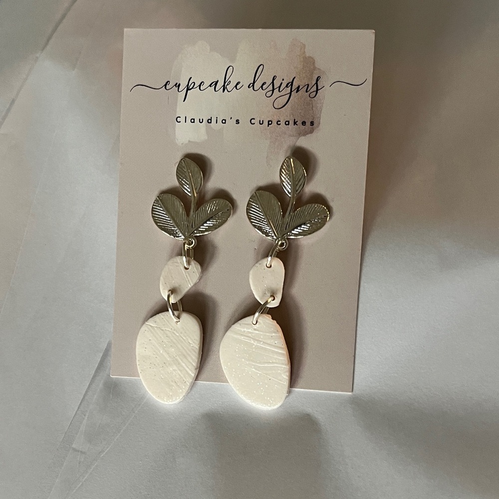 Hand Crafted Silver and Cream Earrings